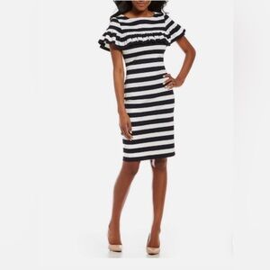 Eliza J‎ Stripe Ruffle Sheath Dress dress size 4